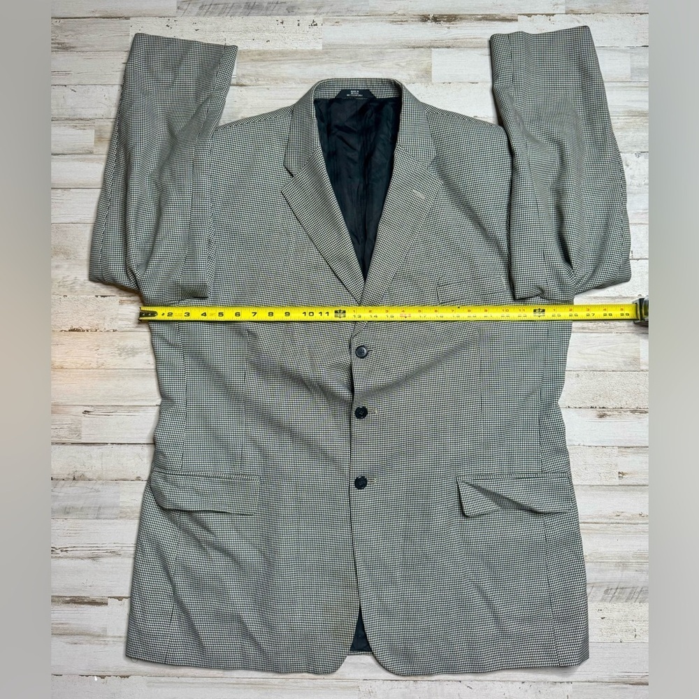 Haggar Imperial Houndstooth Blazer Jacket Worsten Wool Blend 48L Gray - Picture 4 of 11